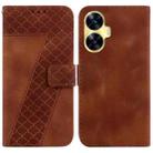 For Realme C55 Seven-shaped Embossed Leather Phone Case(Brown) - 1