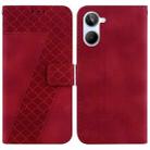 For Realme 10 4G 7-shaped Embossed Leather Phone Case(Red) - 1