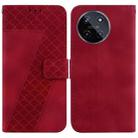 For Realme 11 4G Global 7-shaped Embossed Leather Phone Case(Red) - 1