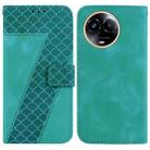 For Realme 11 5G Global 7-shaped Embossed Leather Phone Case(Green) - 1