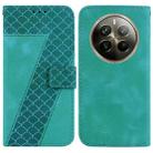 For Realme 12 Pro+ Global Seven-shaped Embossed Leather Phone Case(Green) - 1