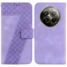 For Realme 12 Pro+ Global 7-shaped Embossed Leather Phone Case(Purple) - 1