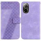 For Realme C67 4G Global 7-shaped Embossed Leather Phone Case(Purple) - 1