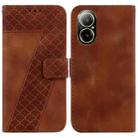 For Realme C67 4G Global 7-shaped Embossed Leather Phone Case(Brown) - 1