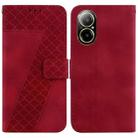 For Realme C67 4G Global 7-shaped Embossed Leather Phone Case(Red) - 1