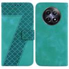 For Realme 12 5G 7-shaped Embossed Leather Phone Case(Green) - 1