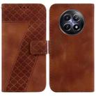 For Realme 12 5G 7-shaped Embossed Leather Phone Case(Brown) - 1