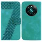 For Realme 12+ 7-shaped Embossed Leather Phone Case(Green) - 1