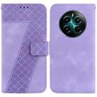 For Realme 12+ 7-shaped Embossed Leather Phone Case(Purple) - 1