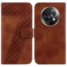 For Realme 13+ Global Seven-shaped Embossed Leather Phone Case(Brown) - 1