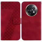 For Realme 13+ Global Seven-shaped Embossed Leather Phone Case(Red) - 1