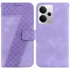 For Realme 14 Seven-shaped Embossed Leather Phone Case(Purple) - 1