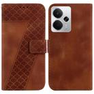 For Realme 14 Seven-shaped Embossed Leather Phone Case(Brown) - 1