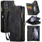 For Samsung Galaxy Z Fold5 CaseMe 008 Multifunctional Zipper Wallet Phone Leather Case(Black) - 1
