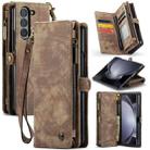 For Samsung Galaxy Z Fold5 CaseMe 008 Multifunctional Zipper Wallet Phone Leather Case(Brown) - 1