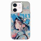 For iPhone 12 Chinese Ancient Style Electroplated Lens Ring PC Hybrid TPU Phone Case(Girl with Blue Hat) - 1