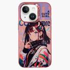 For iPhone 13 Chinese Ancient Style Electroplated Lens Ring PC Hybrid TPU Phone Case(Black Style Girl) - 1