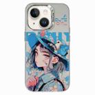 For iPhone 13 Chinese Ancient Style Electroplated Lens Ring PC Hybrid TPU Phone Case(Girl with Blue Hat) - 1