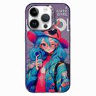 For iPhone 14 Pro Max Chinese Ancient Style Electroplated Lens Ring PC Hybrid TPU Phone Case(Girl with Glasses) - 1