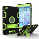 For iPad Mini 5 / 4 Shockproof PC + Silicone Protective Case，with Holder(Black Yellow Green) - 1