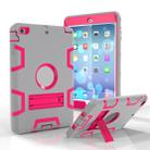 For iPad Mini 5 / 4 Shockproof PC + Silicone Protective Case，with Holder(Gray Rose) - 1
