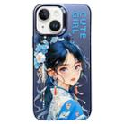 For iPhone 14 Chinese Ancient Style Electroplated Lens Ring PC Hybrid TPU Phone Case(Purple Background Girl) - 1