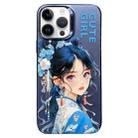 For iPhone 14 Pro Max Chinese Ancient Style Electroplated Lens Ring PC Hybrid TPU Phone Case(Purple Background Girl) - 1