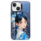 For iPhone 13 Chinese Ancient Style Electroplated Lens Ring PC Hybrid TPU Phone Case(Purple Background Girl) - 1