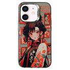 For iPhone 12 Chinese Ancient Style Electroplated Lens Ring PC Hybrid TPU Phone Case(Red Letter Girl) - 1