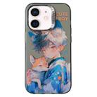 For iPhone 11 Chinese Ancient Style Electroplated Lens Ring PC Hybrid TPU Phone Case(Black Background Boy) - 1