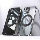 For iPhone 14 Electroplated 360 Degree Bracket MagSafe Magnetic Phone Case(Transparent Black) - 1