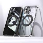 For iPhone 14 Pro Electroplated 360 Degree Bracket MagSafe Magnetic Phone Case(Transparent Black) - 1