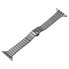For Apple Watch Series 8 45mm Slim Dragon Pattern Stainless Steel Watch Band(Silver) - 1