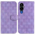 For Tecno Pova 4 Pro Double 8-shaped Embossed Leather Phone Case(Purple) - 1