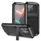 For iPhone 15 Pro Max R-JUST Shockproof Life Waterproof Dust-proof Metal + Silicone Phone Case with Holder(Black) - 1