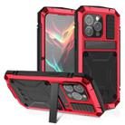 For iPhone 15 Pro R-JUST Shockproof Life Waterproof Dust-proof Metal + Silicone Phone Case with Holder(Red) - 1