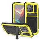 For iPhone 15 Pro R-JUST Shockproof Life Waterproof Dust-proof Metal + Silicone Phone Case with Holder(Yellow) - 1