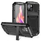 For iPhone 15 R-JUST Shockproof Life Waterproof Dust-proof Metal + Silicone Phone Case with Holder(Black) - 1