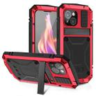 For iPhone 15 R-JUST Shockproof Life Waterproof Dust-proof Metal + Silicone Phone Case with Holder(Red) - 1