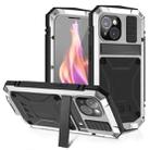 For iPhone 15 R-JUST Shockproof Life Waterproof Dust-proof Metal + Silicone Phone Case with Holder(Silver) - 1