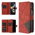 For Samsung Galaxy Z Fold3 Rhombus Texture Zipper Wallet Leather Phone Case(Brown) - 1