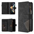 For Samsung Galaxy Z Fold4 Rhombus Texture Zipper Wallet Leather Phone Case(Black) - 1