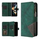 For Samsung Galaxy Z Fold4 Rhombus Texture Zipper Wallet Leather Phone Case(Green) - 1