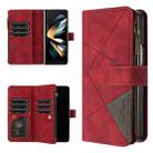 For Samsung Galaxy Z Fold5 Rhombus Texture Zipper Wallet Leather Phone Case(Red) - 1