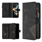 For Samsung Galaxy Z Fold7 Rhombus Texture Zipper Wallet Leather Phone Case(Black) - 1