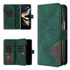For Samsung Galaxy Z Fold7 Rhombus Texture Zipper Wallet Leather Phone Case(Green) - 1