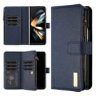 For Samsung Galaxy Z Fold4 Litchi Texture Zipper Wallet Leather Phone Case(Blue) - 1