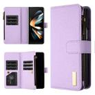 For Samsung Galaxy Z Fold4 Litchi Texture Zipper Wallet Leather Phone Case(Purple) - 1