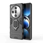 For OPPO Find X7 PC + TPU Shockproof Protective Phone Case with Magnetic Ring Holder(Black) - 1