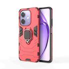 For OPPO A3x 5G PC + TPU Shockproof Protective Phone Case with Magnetic Ring Holder(Red) - 1